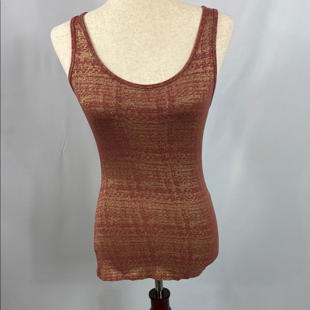 BKE Form Fitting Sleeveless Tank Top, Rust/Gold, Earthy, XS